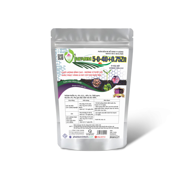 VINFARM 5-0-40 + 0,75Zn (GÓI 1KG)
